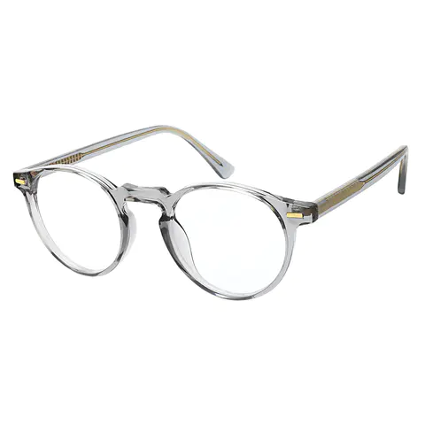 Round Transparent Gray Eyeglasses