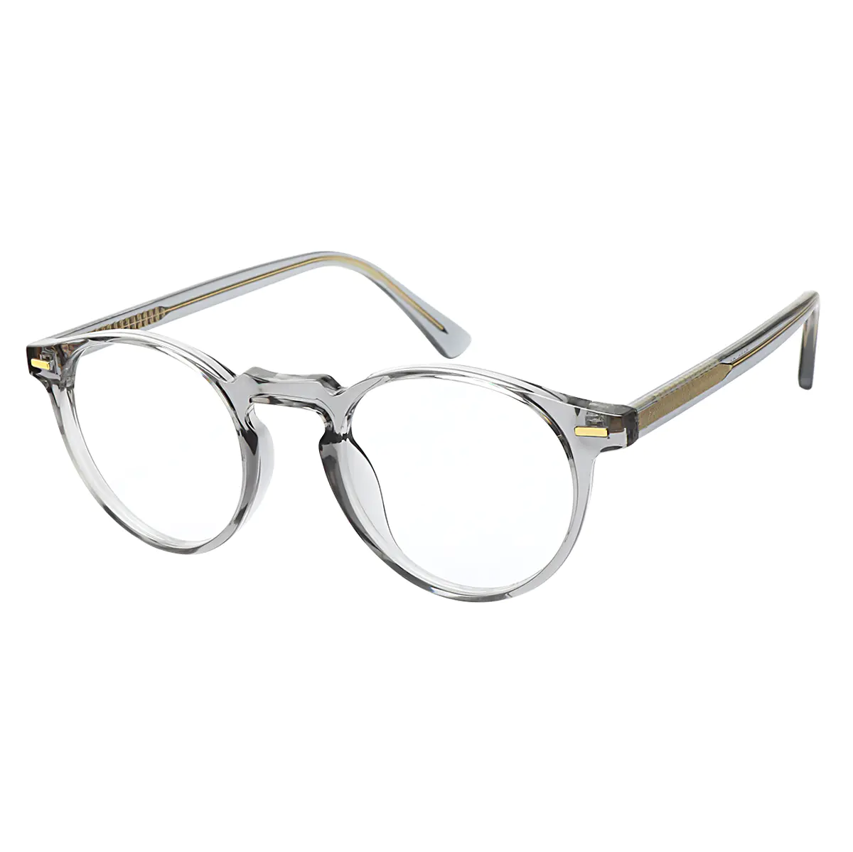 Round Transparent Gray Eyeglasses