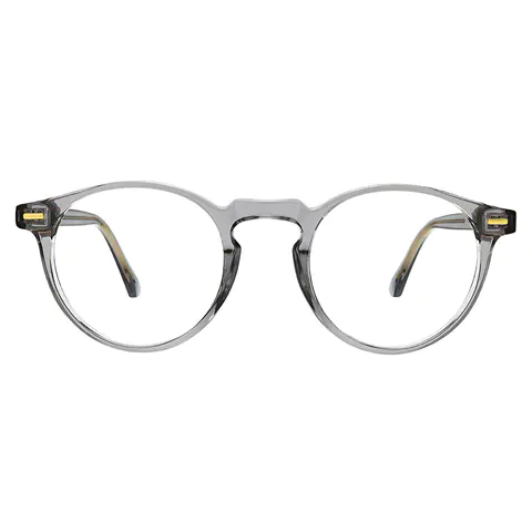 Round Transparent Gray Eyeglasses