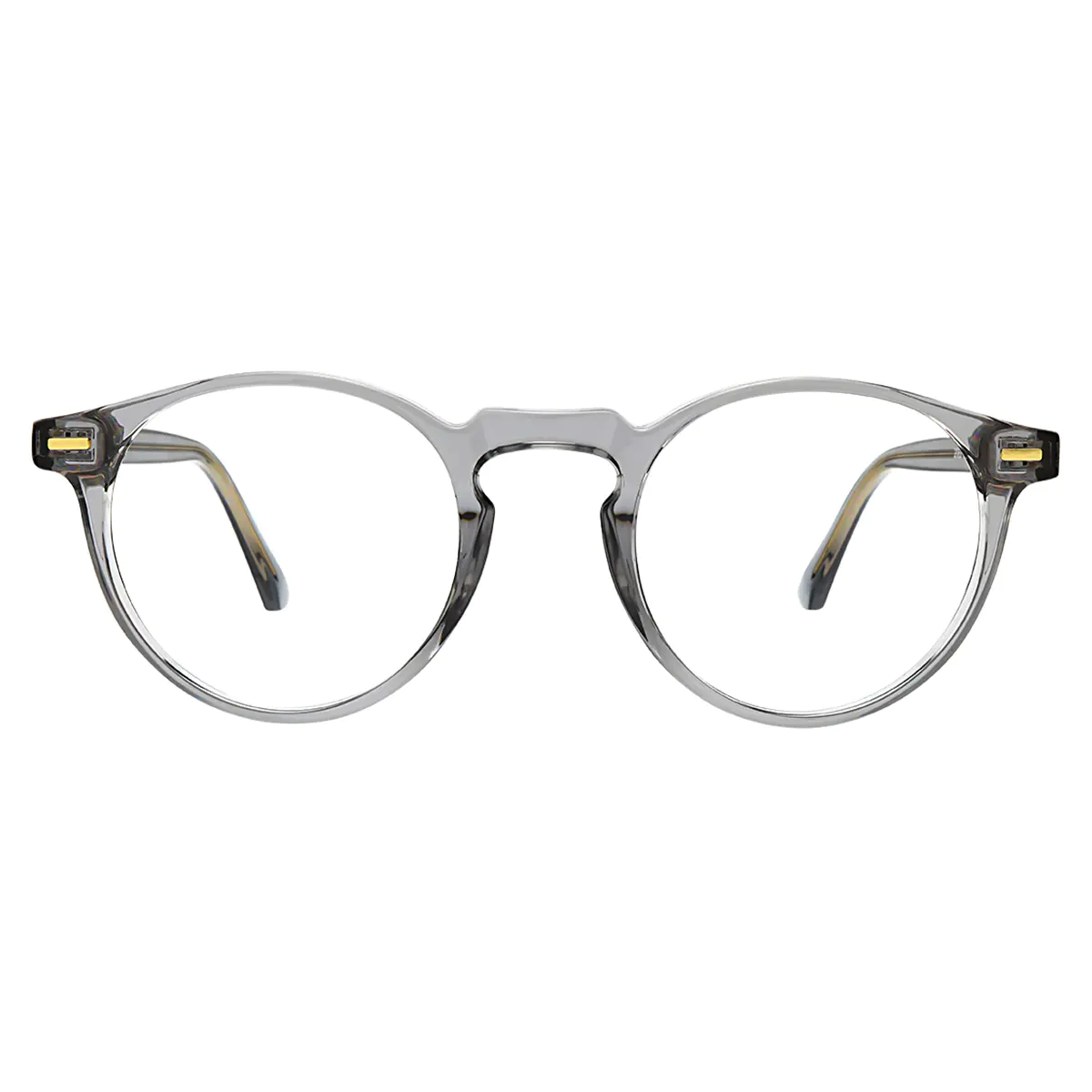 Round Transparent Gray Eyeglasses