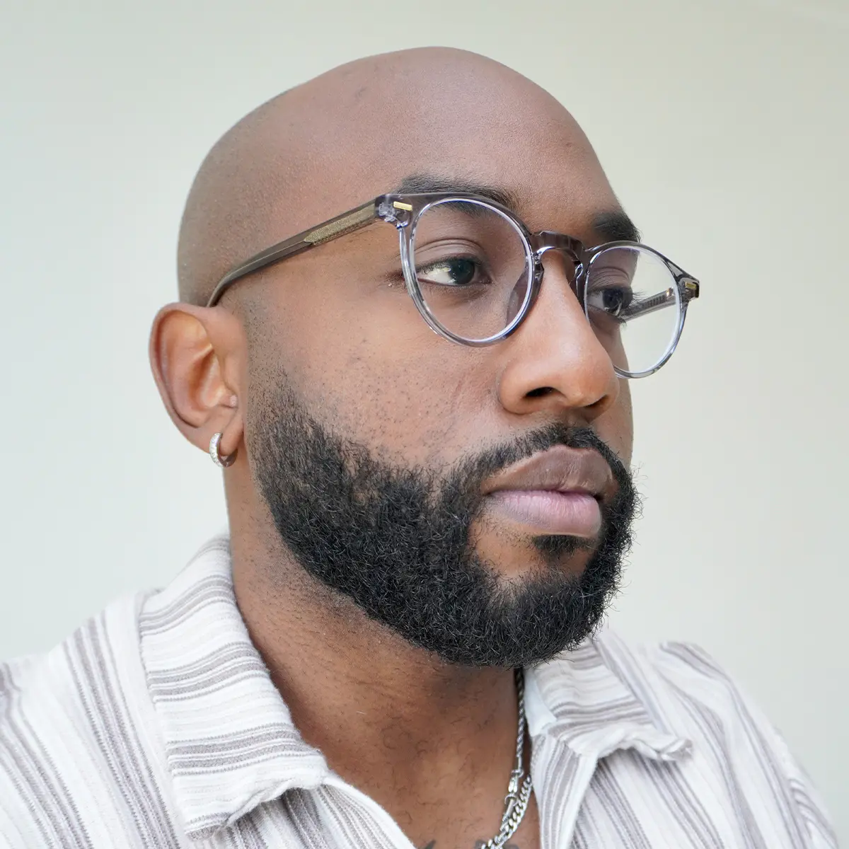 Round Transparent Gray Eyeglasses