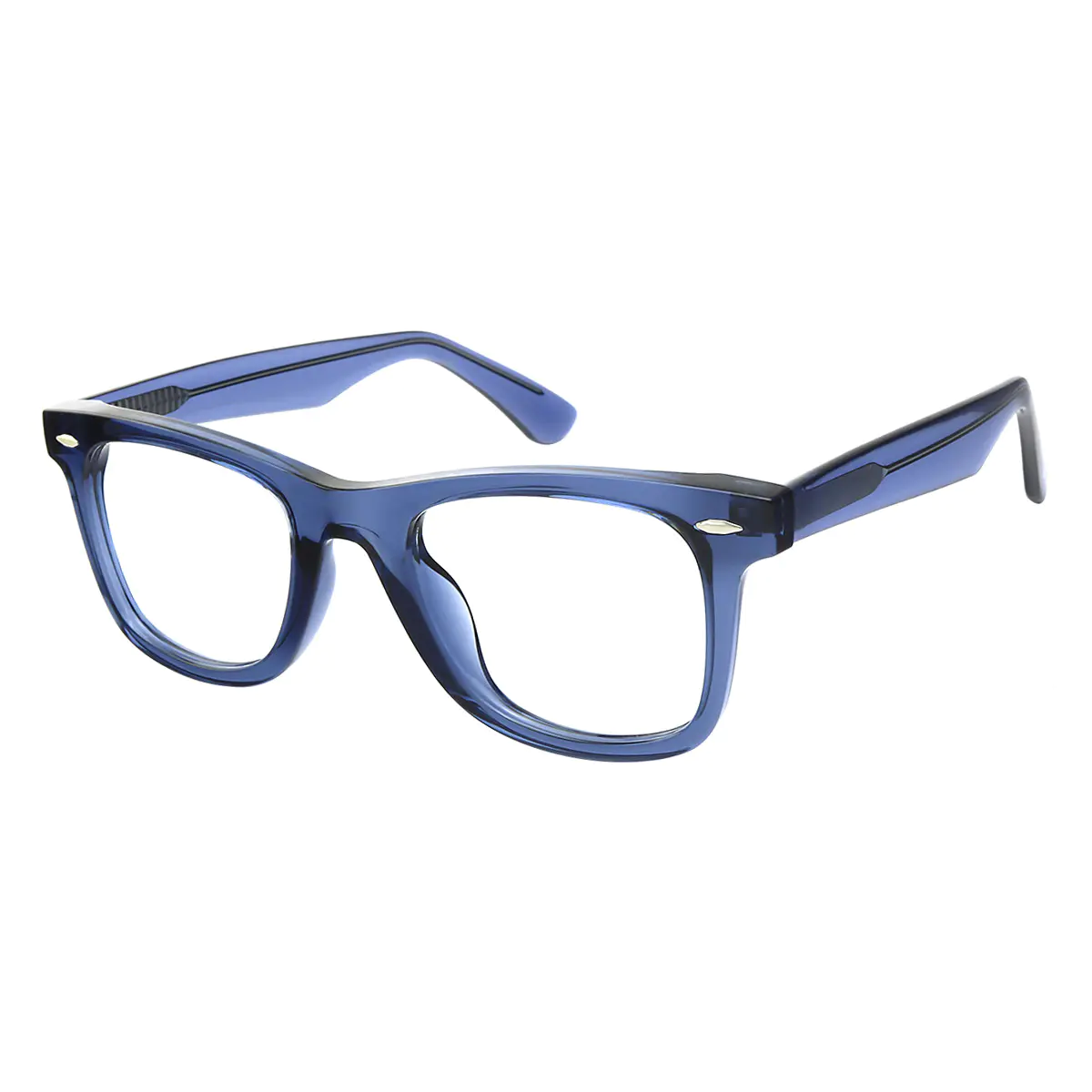 Square Transparent Blue Eyeglasses