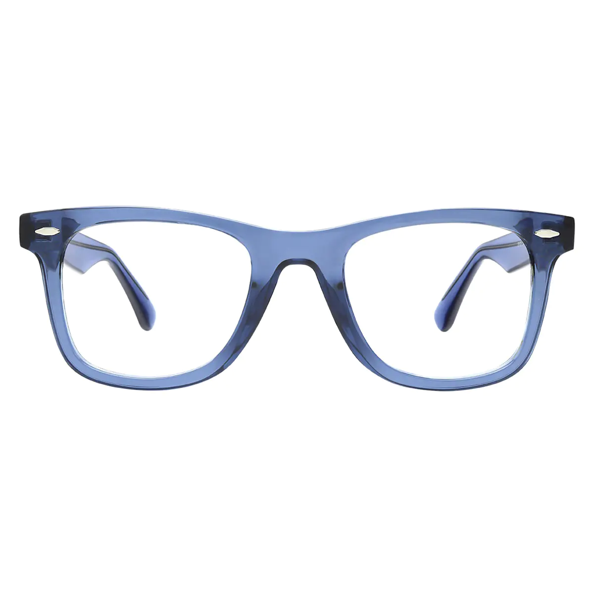 Square Transparent Blue Eyeglasses