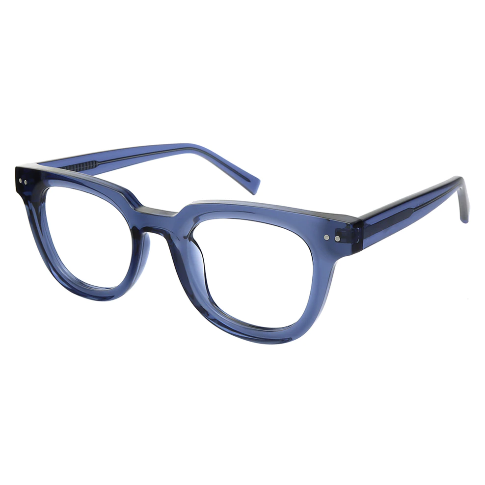 Square Transparent Blue Eyeglasses