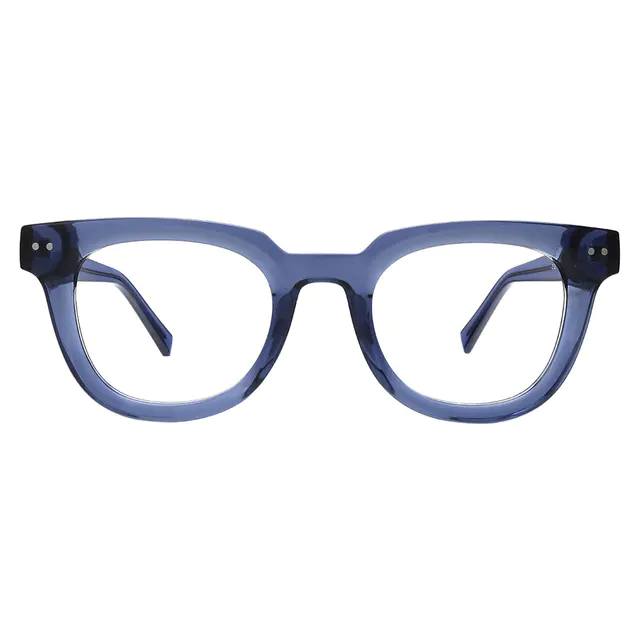 Square Transparent Blue Eyeglasses