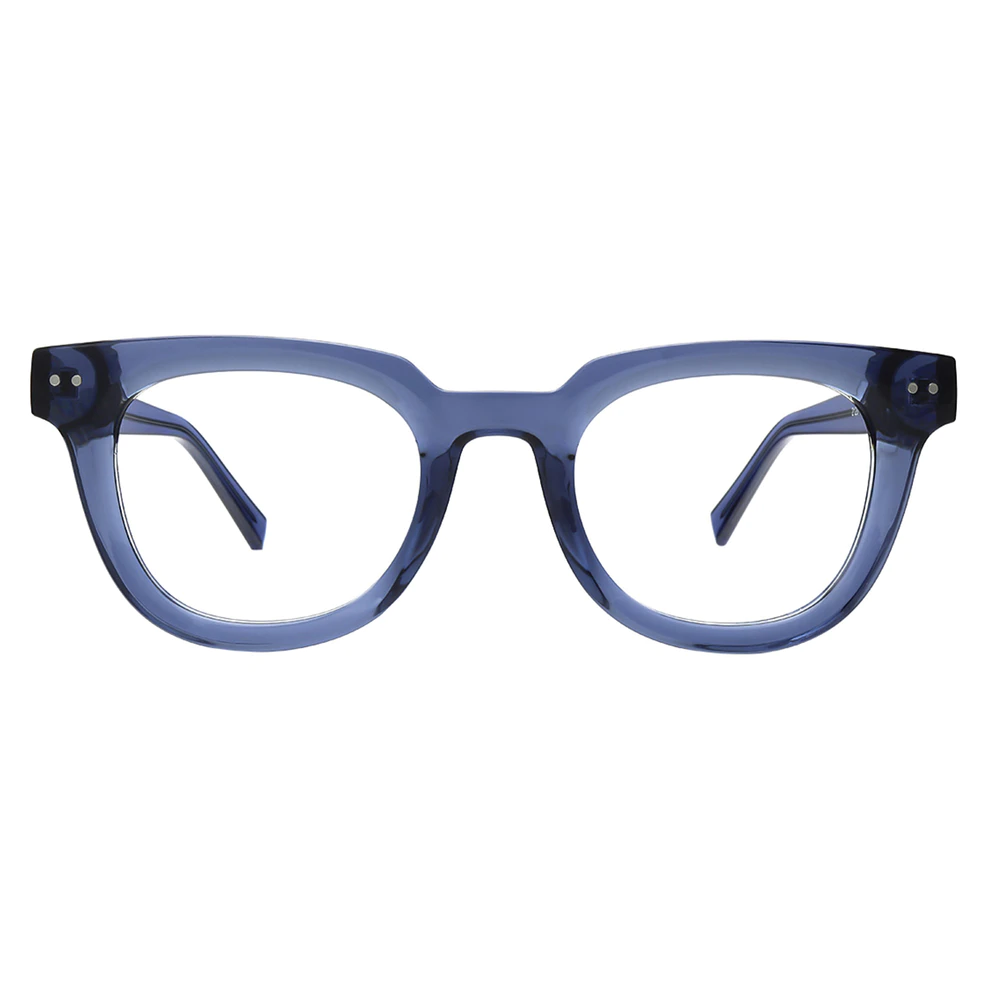 Square Transparent Blue Eyeglasses