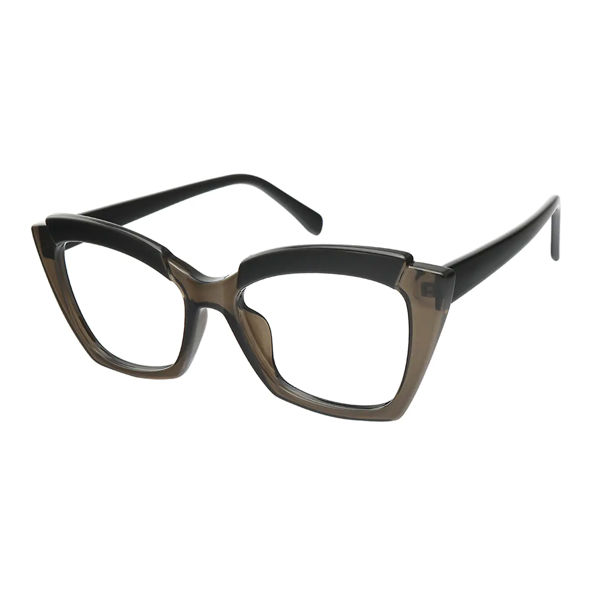 Square Transparent Gray Eyeglasses