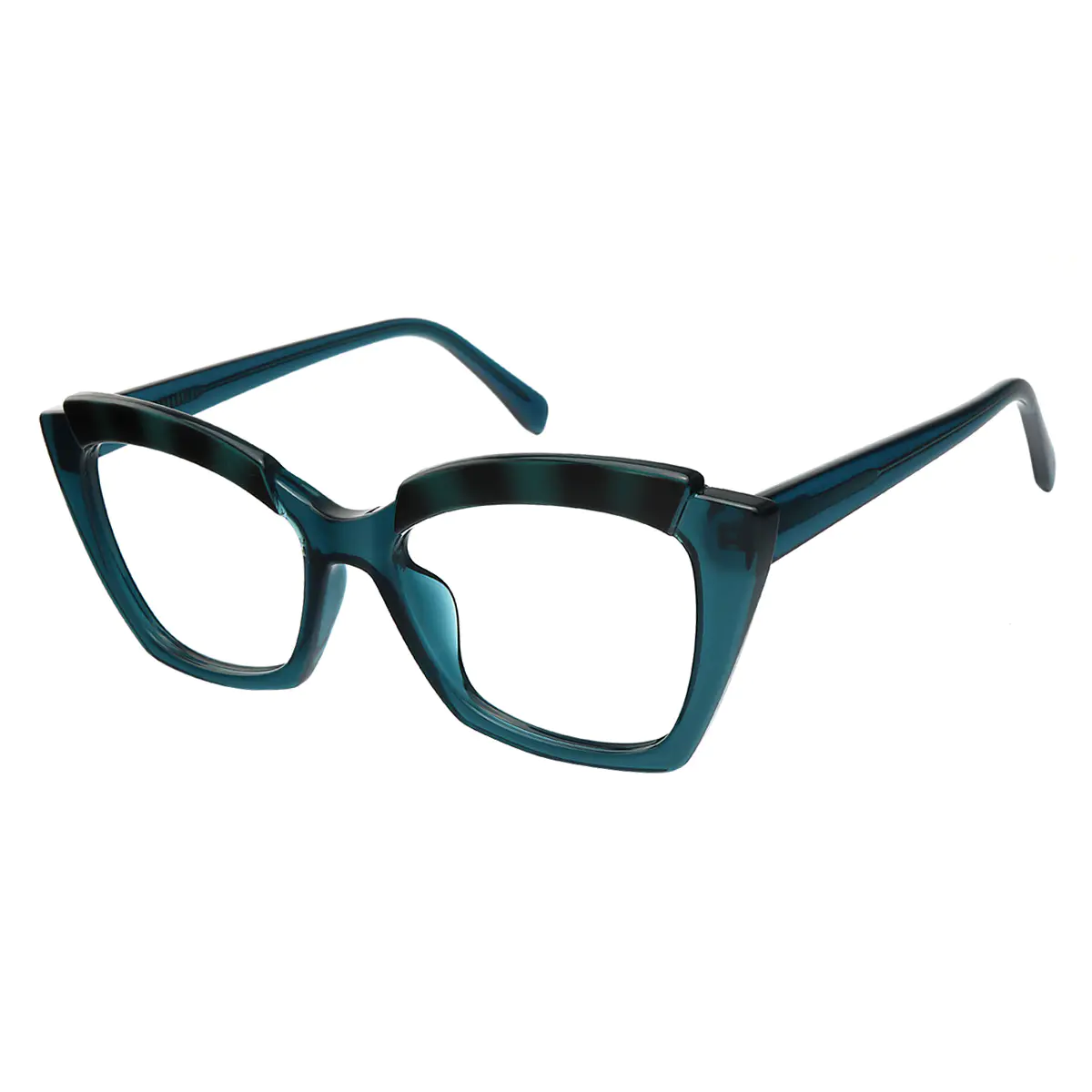Square Transparent Blue Eyeglasses
