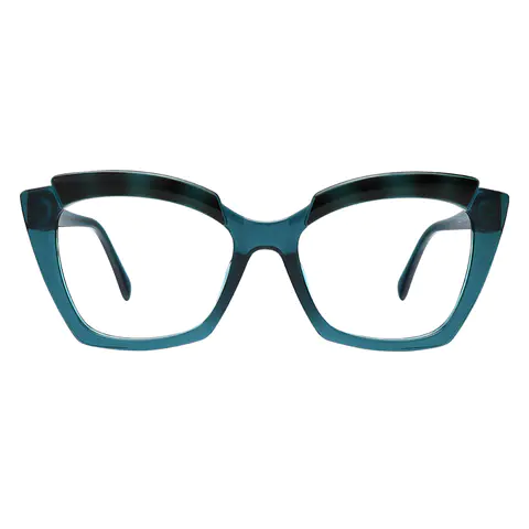Square Transparent Blue Eyeglasses