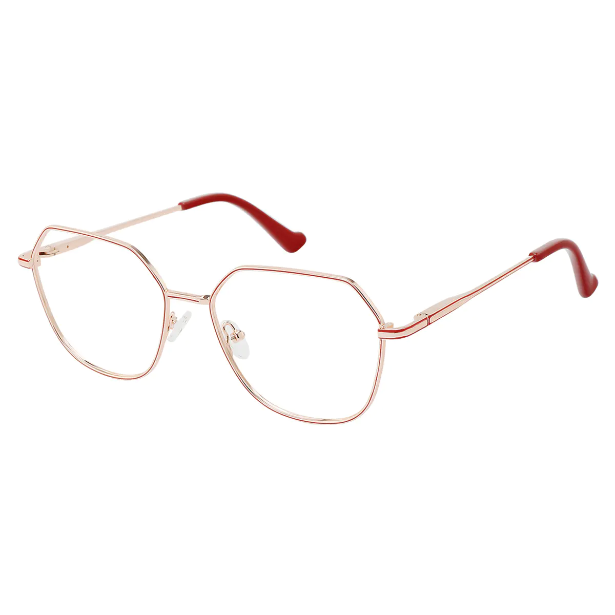 Square Red/Gold Eyeglasses
