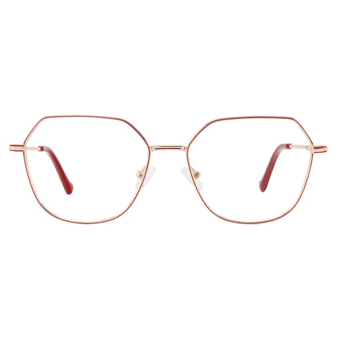 Square Red/Gold Eyeglasses