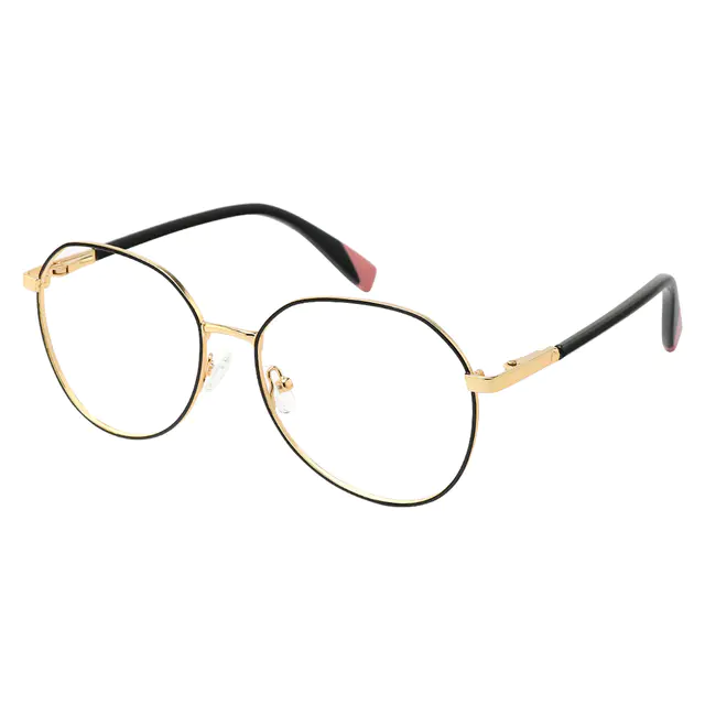 Round Black/Gold Eyeglasses