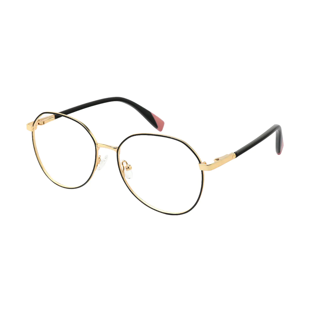 Round Black Gold Eyeglasses