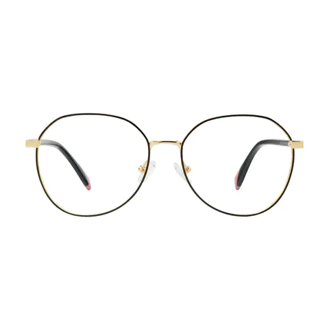 Round Black Gold Eyeglasses