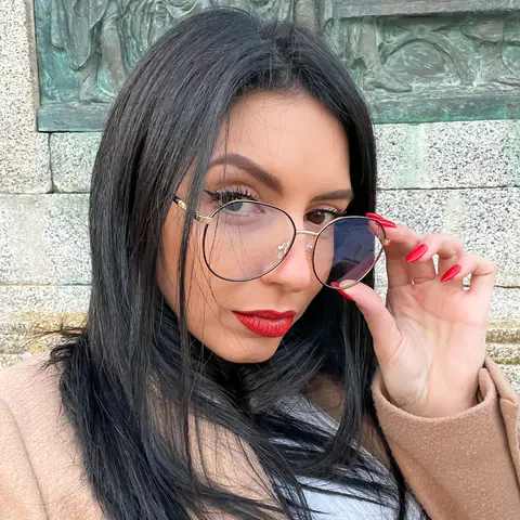 Round Black Gold Eyeglasses