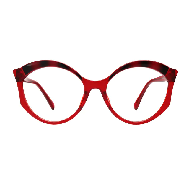 Round Tortoiseshell/Red Eyeglasses