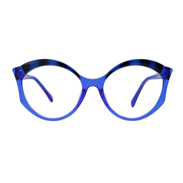 Round Tortoiseshell/Blue Eyeglasses