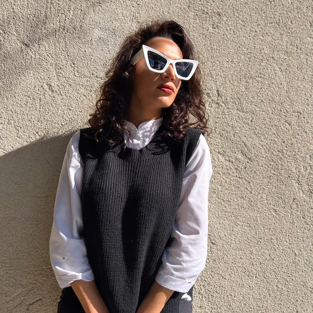 Cat-eye White Sunglasses