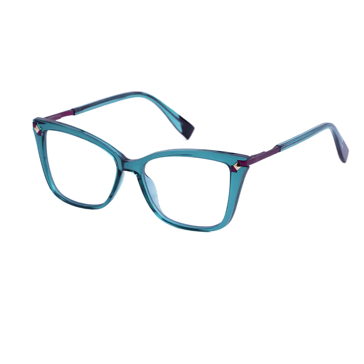 Rectangle Transparent Blue Eyeglasses