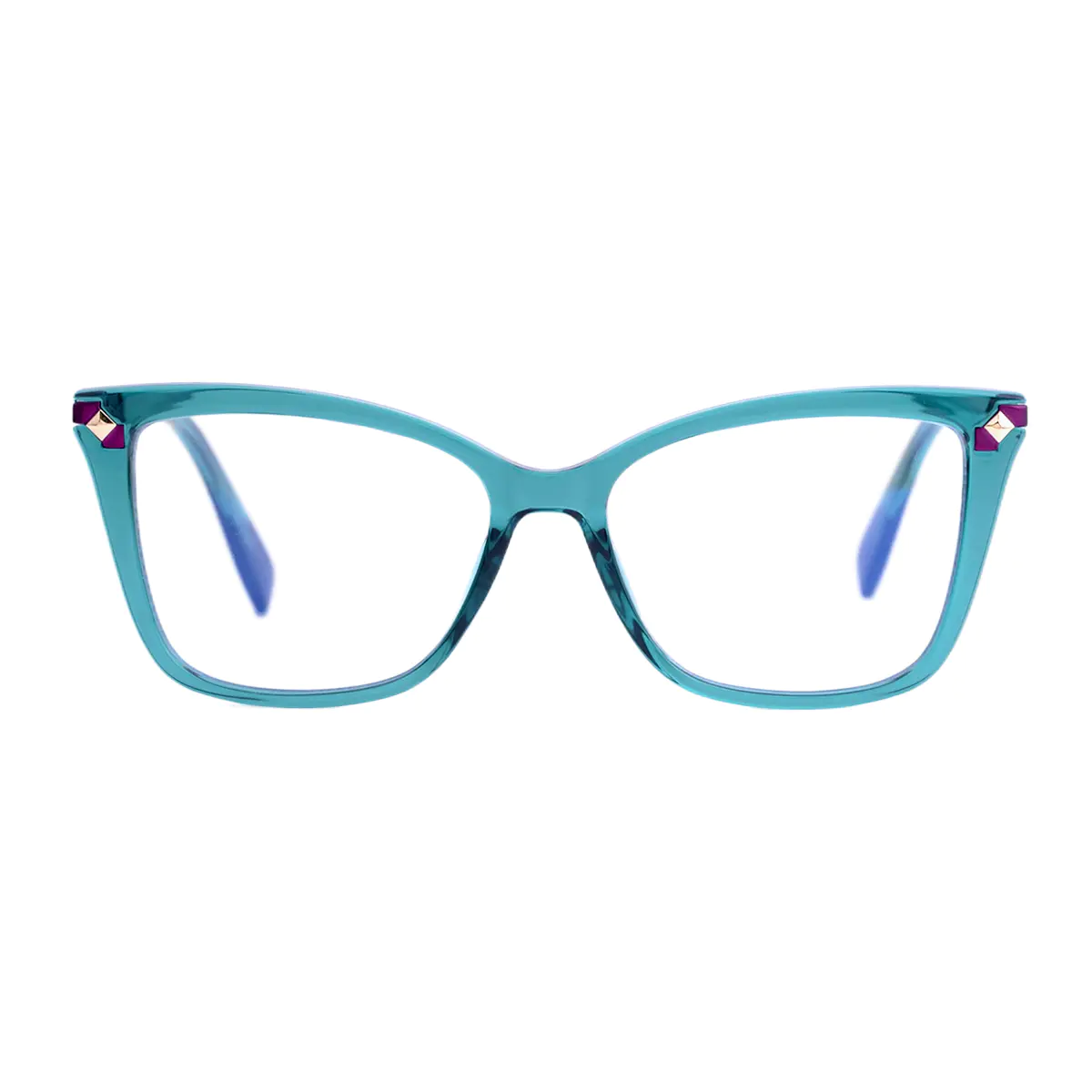 Rectangle Transparent Blue Eyeglasses