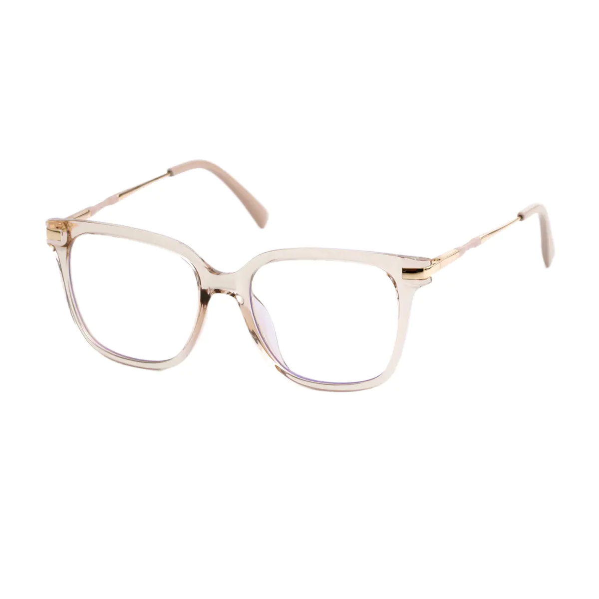 Square Transparent Amber Eyeglasses