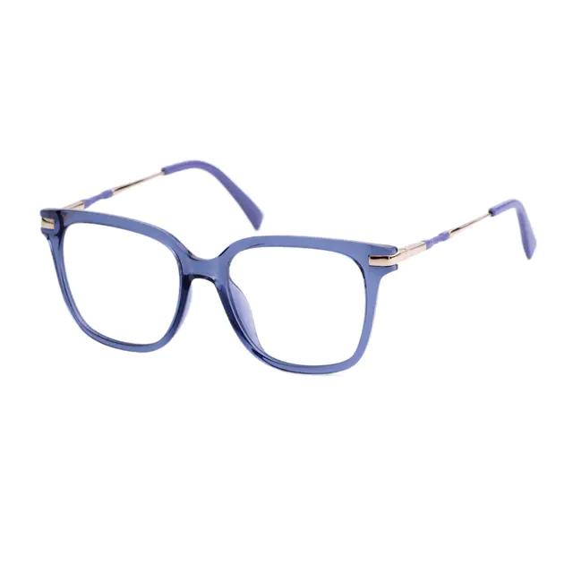 Square Transparent Blue Eyeglasses