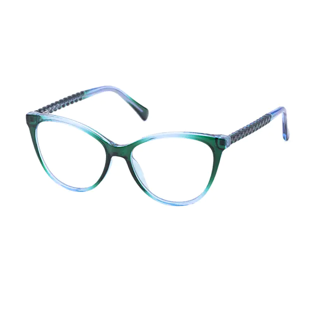 Oval Transparent Green Eyeglasses