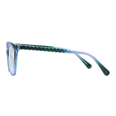 Oval Transparent Green Eyeglasses
