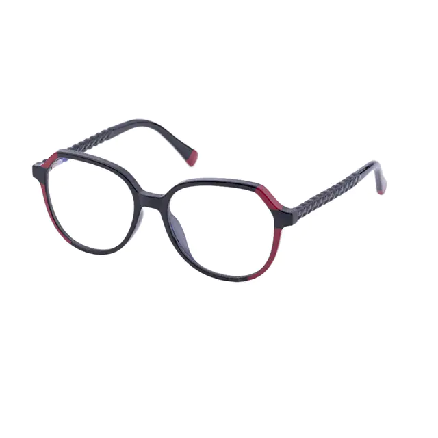 Geometric Black/Red Eyeglasses