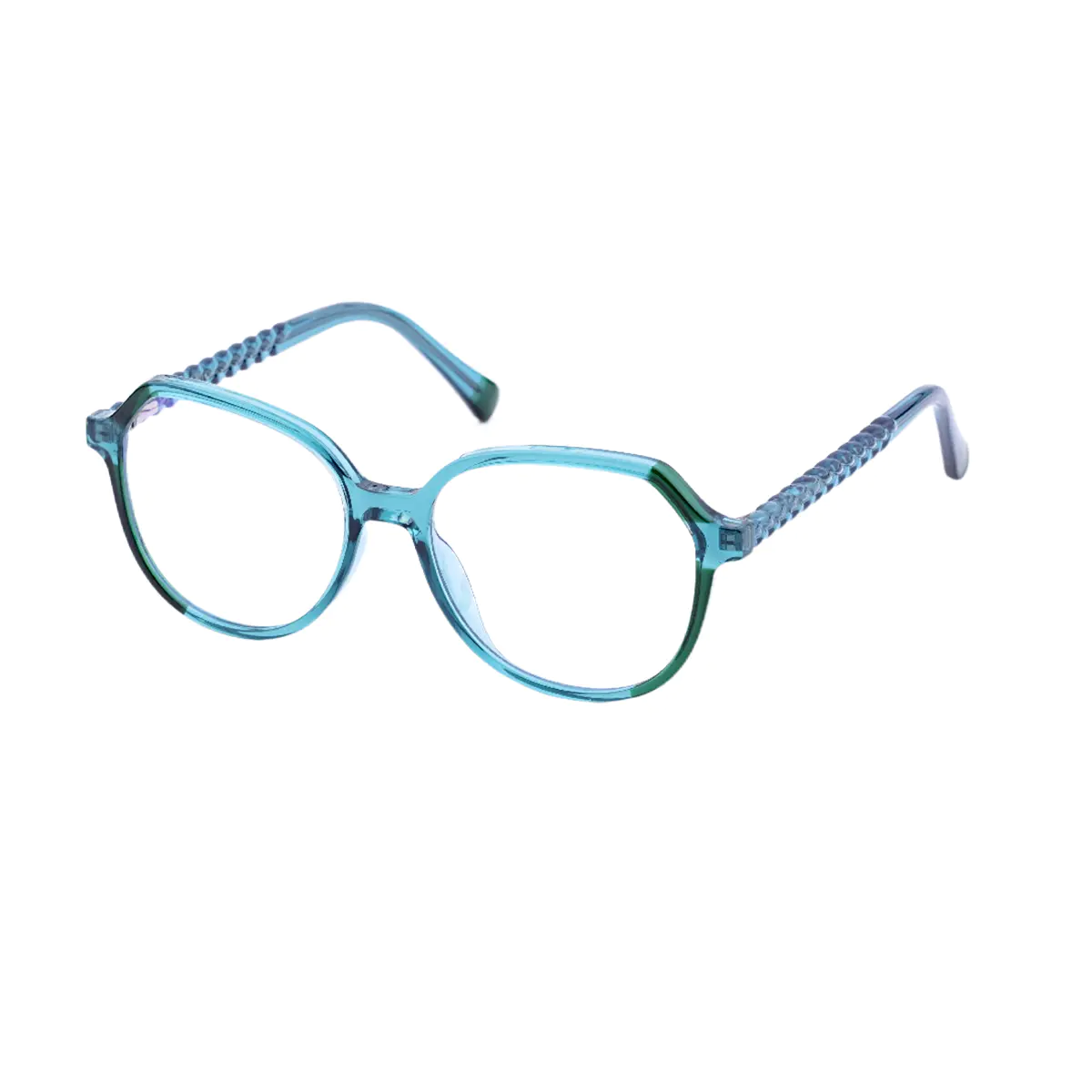 Geometric Transparent Green Eyeglasses