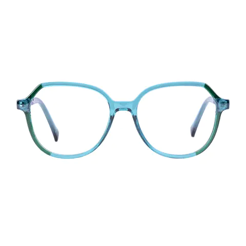 Geometric Transparent Green Eyeglasses