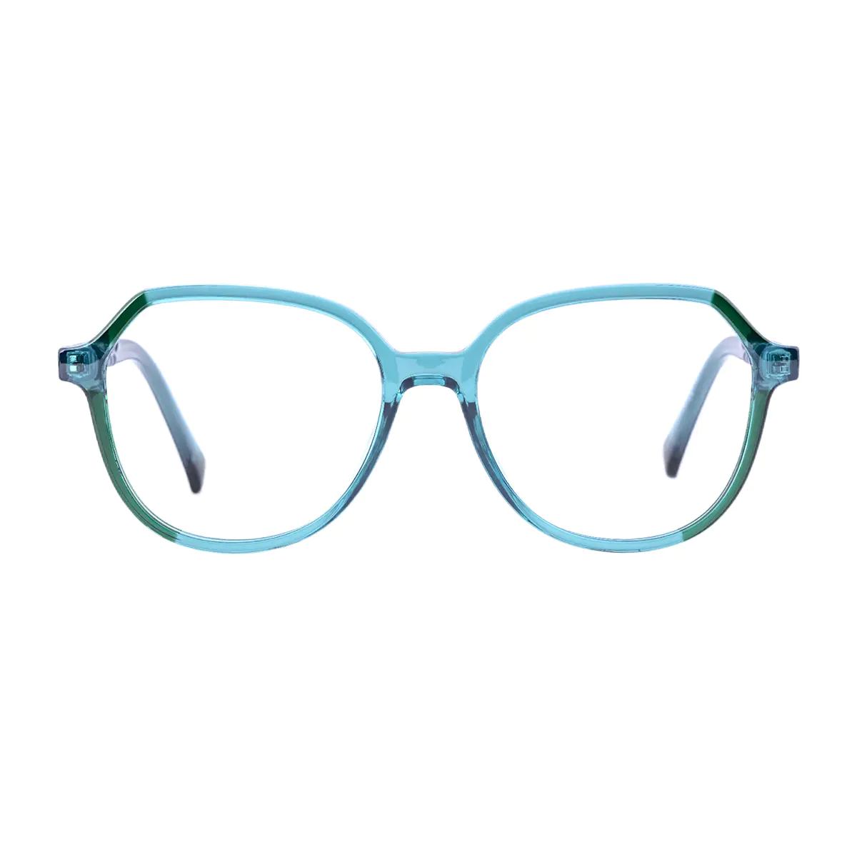Geometric Transparent Green Eyeglasses