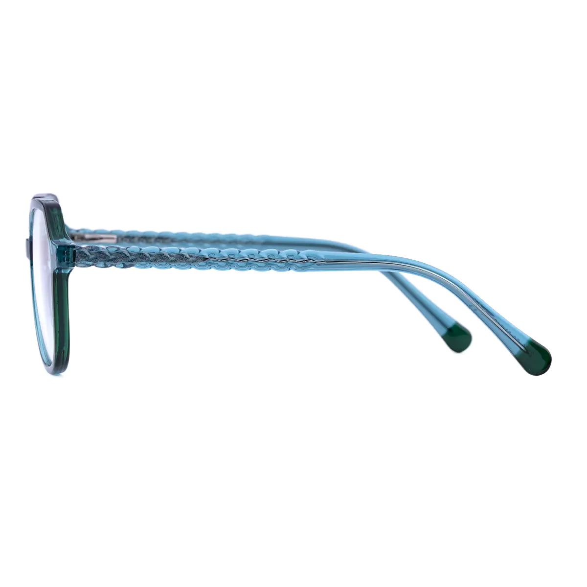Geometric Transparent Green Eyeglasses
