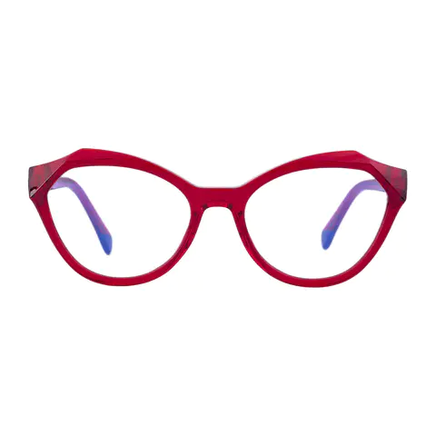 Geometric Transparent Red Eyeglasses