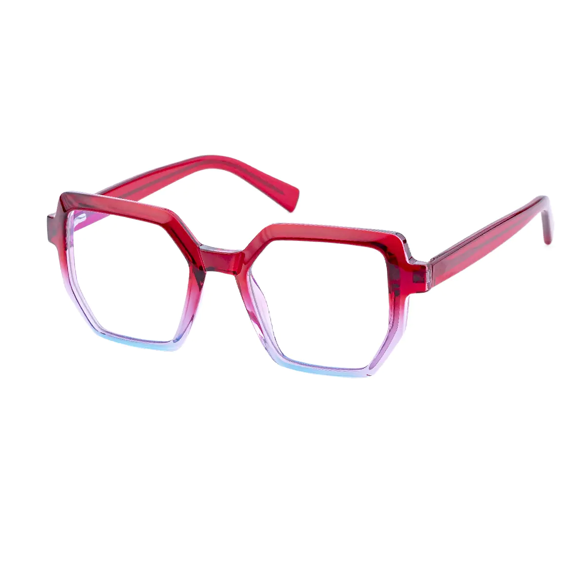Geometric Red/Clear Eyeglasses