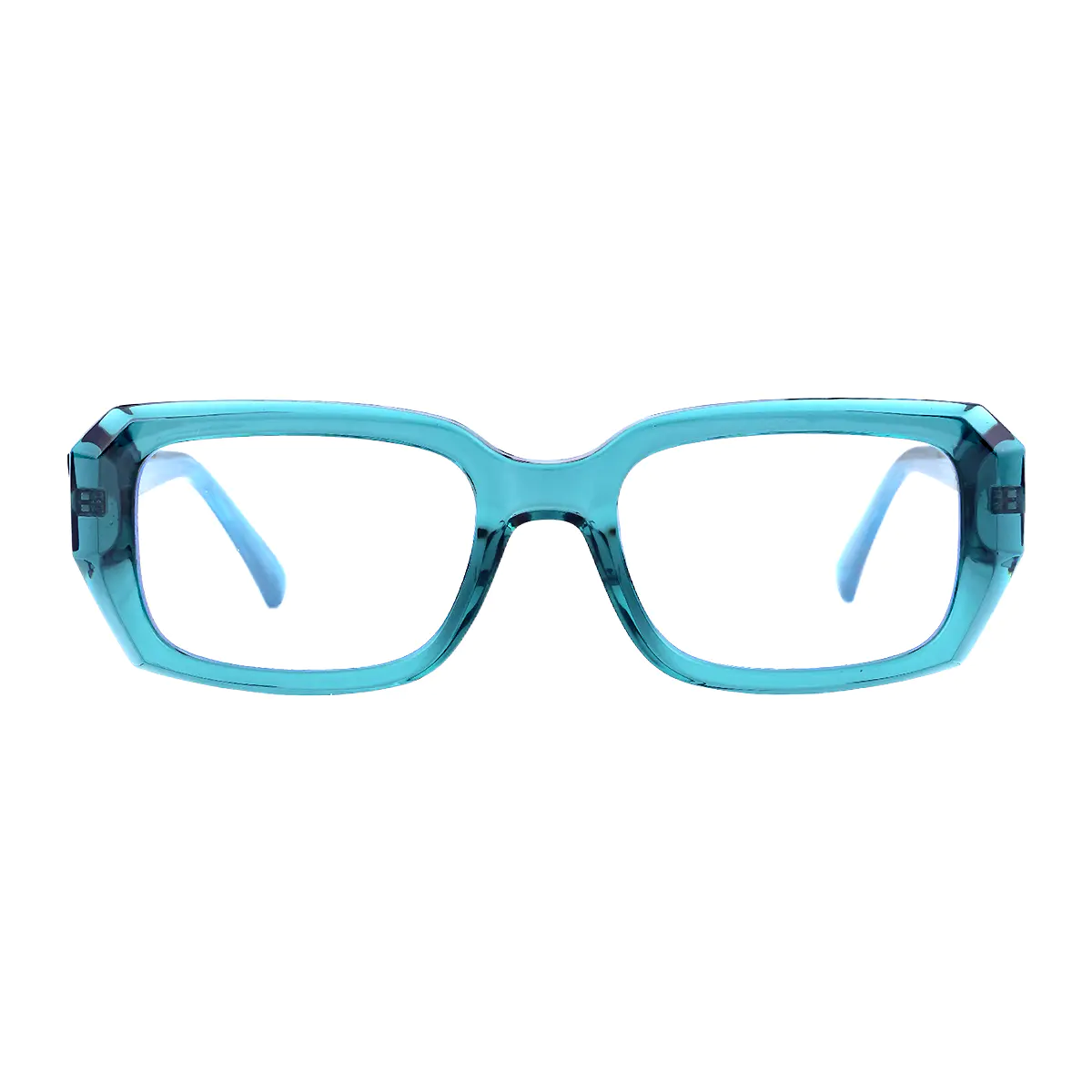 Rectangle Transparent Green Eyeglasses