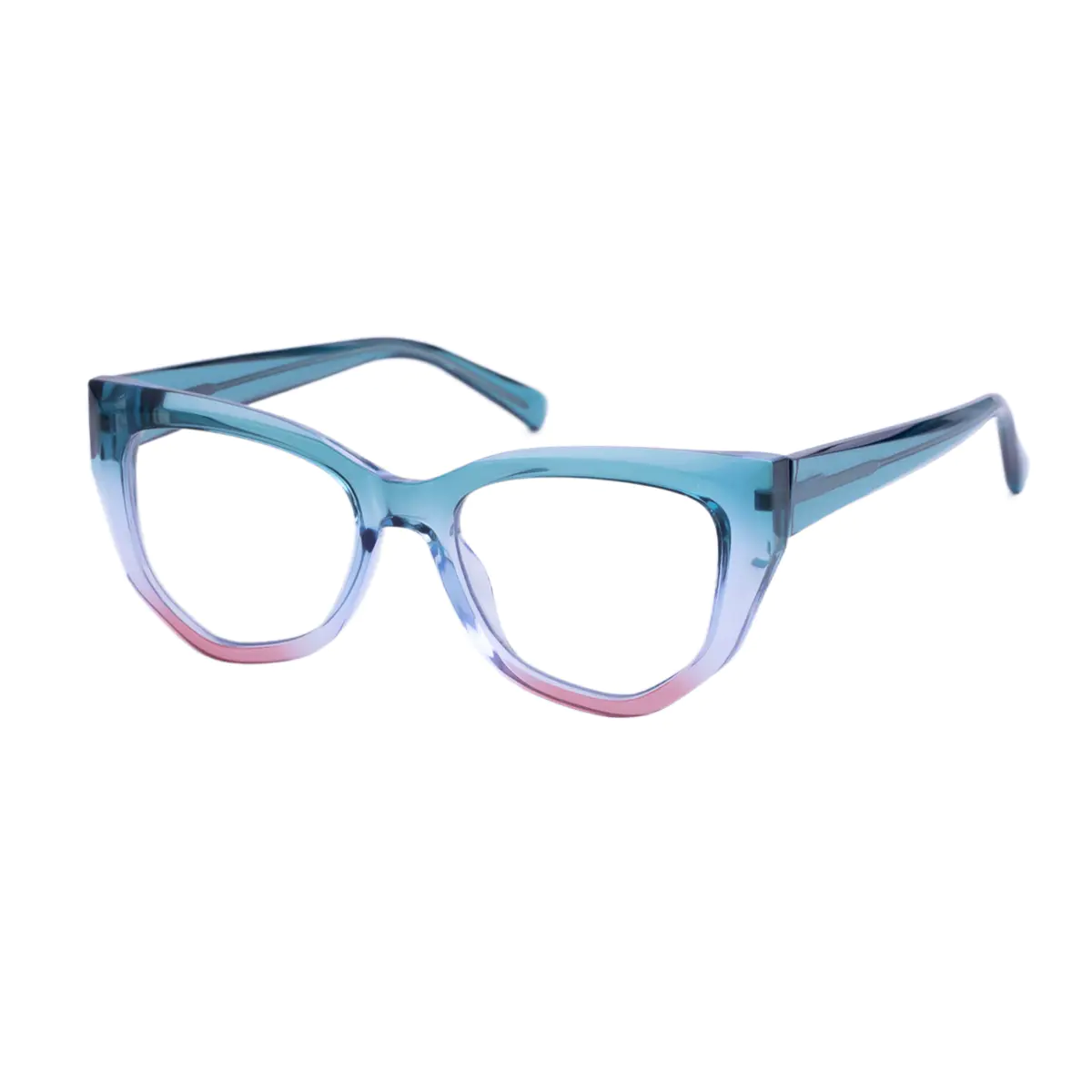 Geometric Transparent Blue Eyeglasses