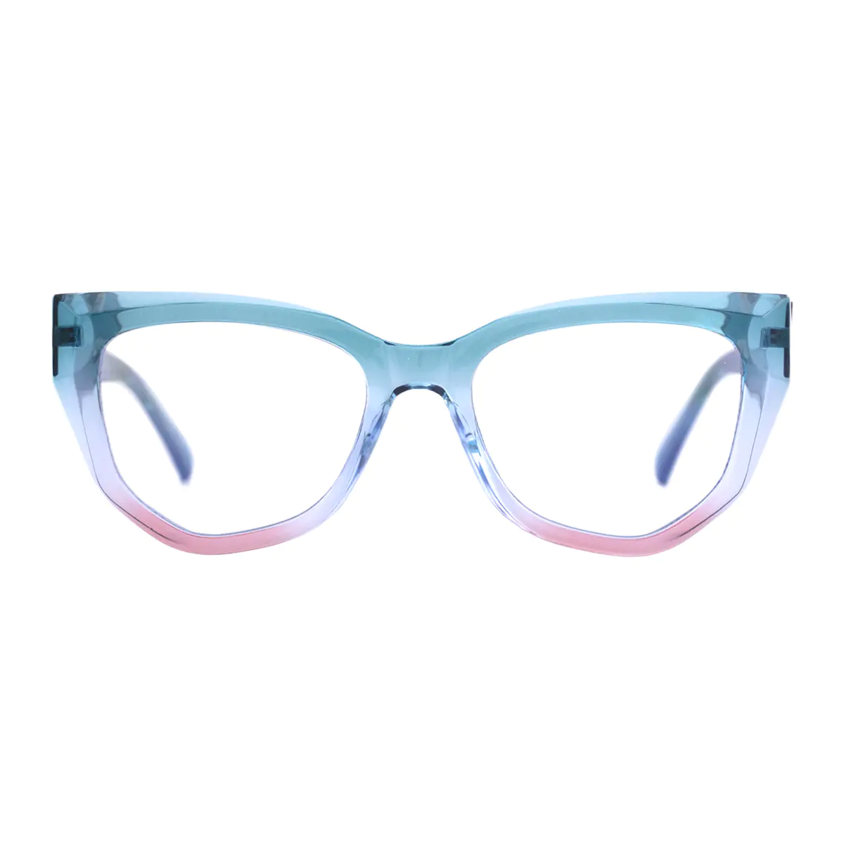Geometric Transparent Blue Eyeglasses