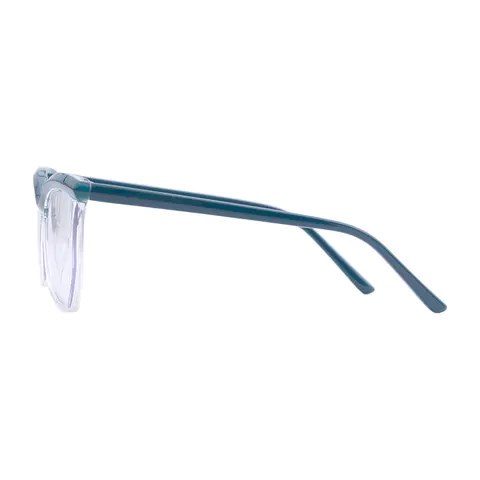 Geometric Transparent Green Eyeglasses