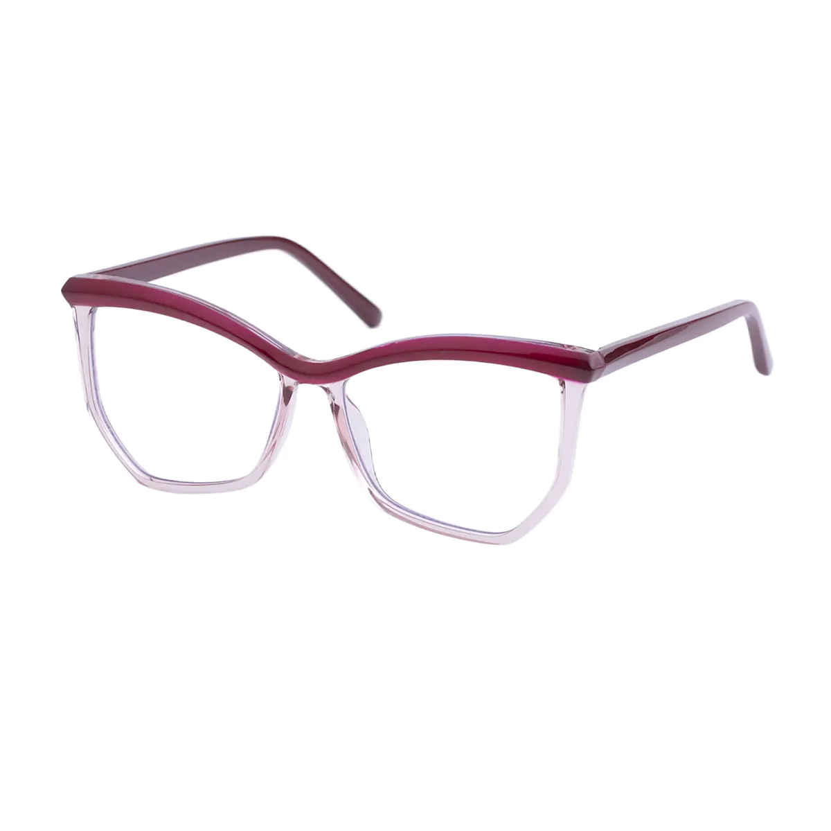 Geometric Transparent Red Eyeglasses