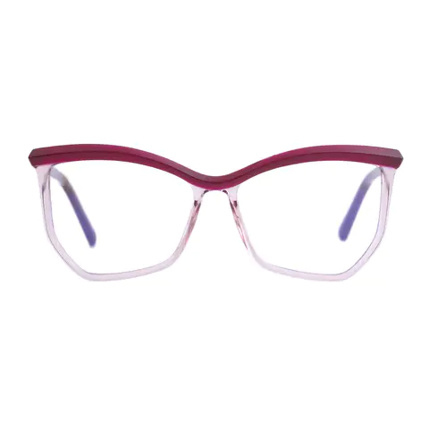 Geometric Transparent Red Eyeglasses