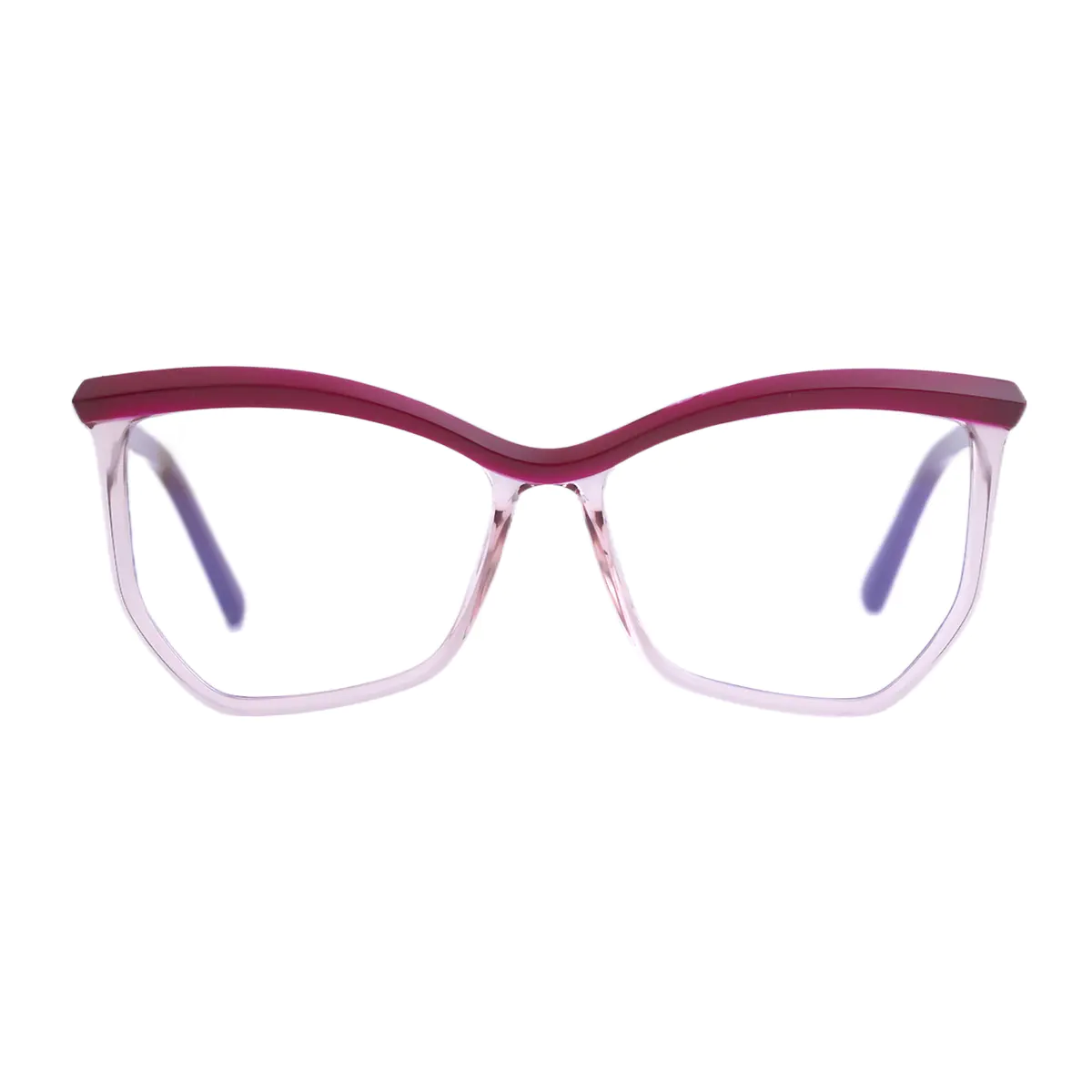 Geometric Transparent Red Eyeglasses