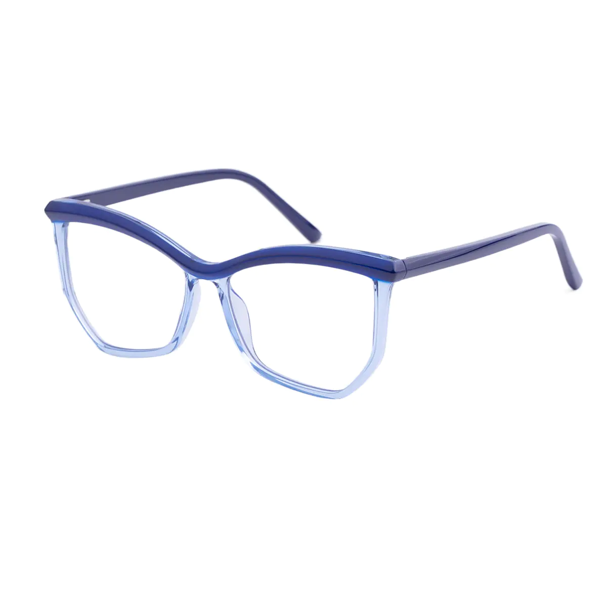 Geometric Transparent Blue Eyeglasses