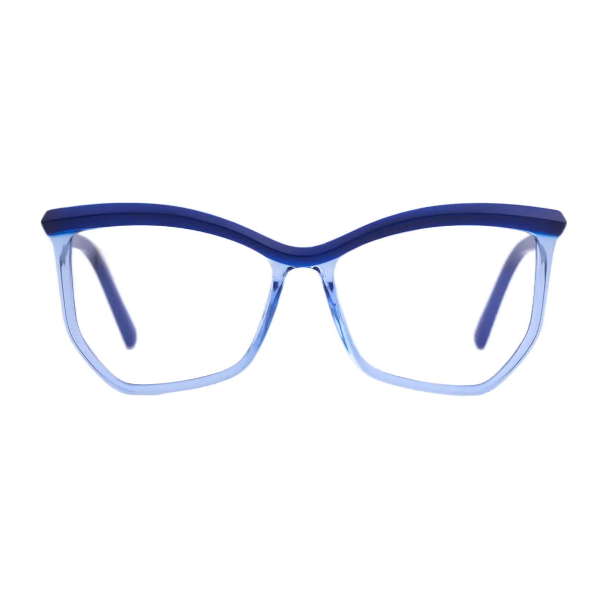 Geometric Transparent Blue Eyeglasses