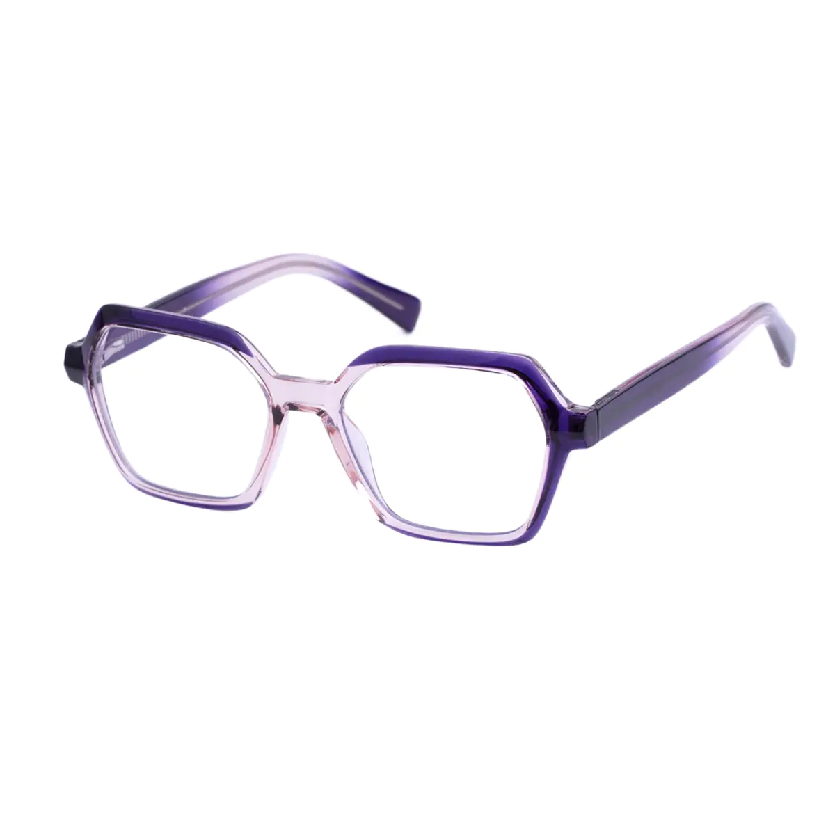 Square Transparent Purple Eyeglasses