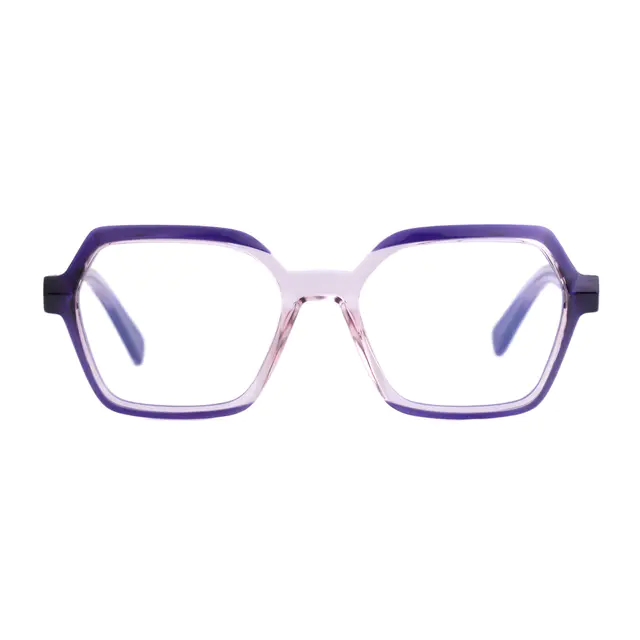 Square Transparent Purple Eyeglasses