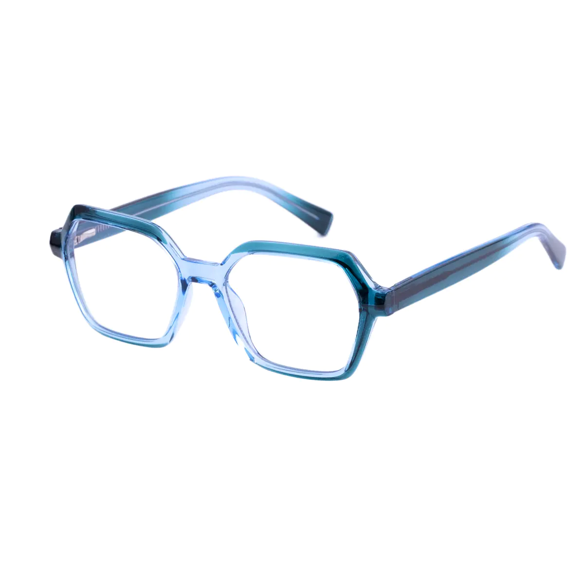 Square Transparent Blue Eyeglasses