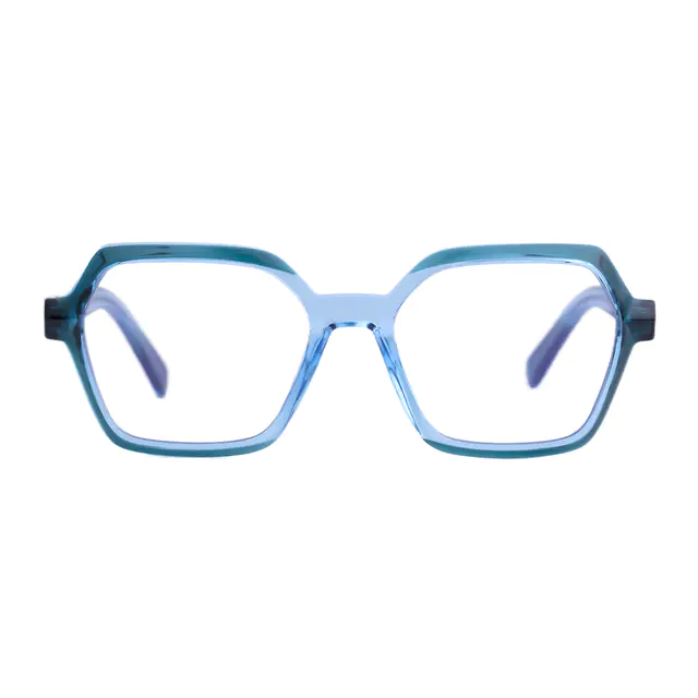 Square Transparent Blue Eyeglasses