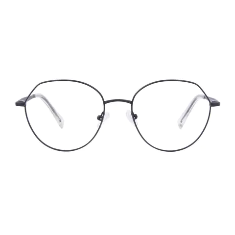 Geometric Matte Black Eyeglasses