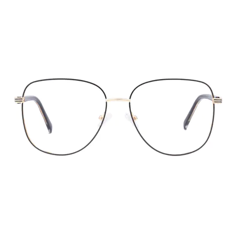 Square Black Gold Eyeglasses